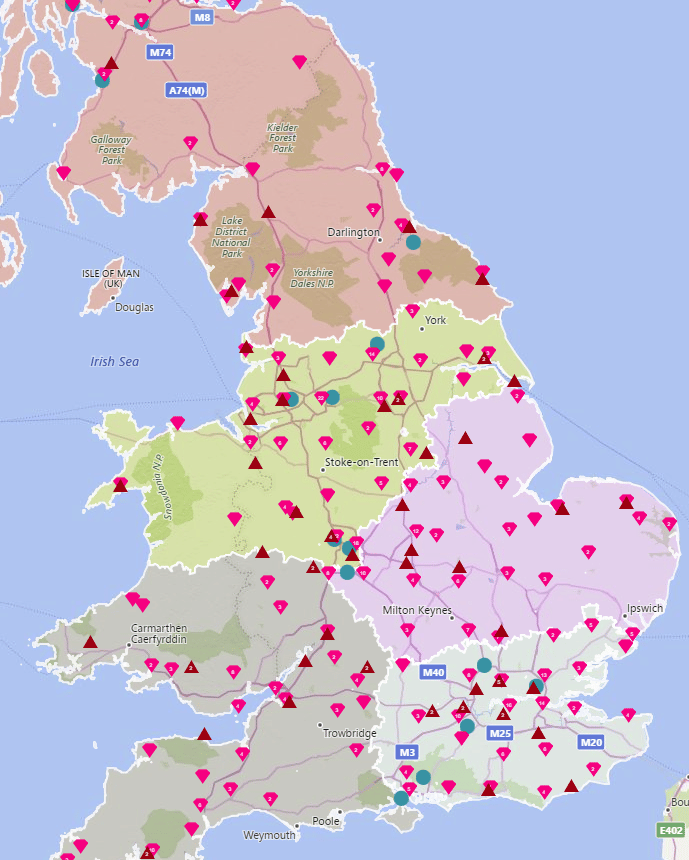 Guide to Territory Mapping, UK Territory Mapping With Customers Plotted