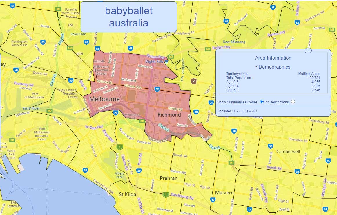 Baby Ballet Franchise territory map Australia